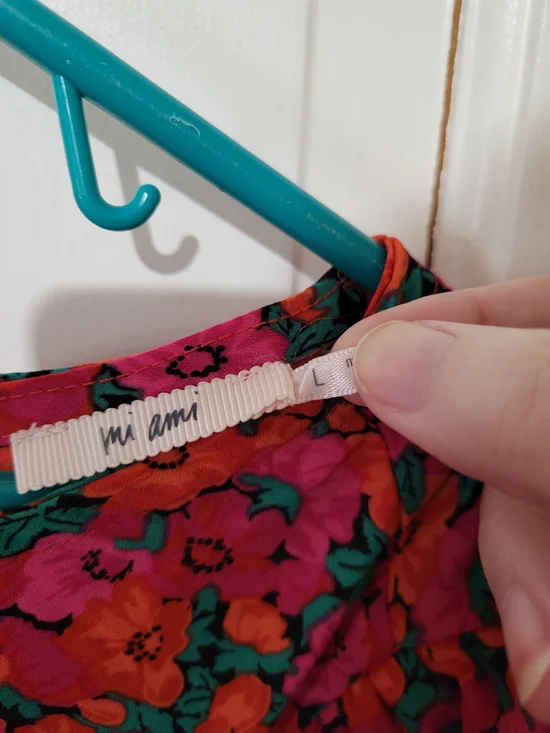 Floral Puff Sleeve Peplum Top - Pink & Orange - Picture 2 of 4